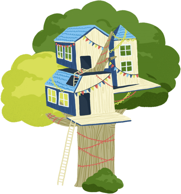 Treehouse Decorated With Colourful Flags Png - Halle (1200x675), Png Download