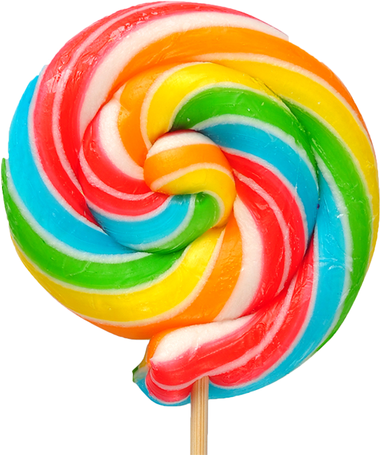 A Bright, Multi-colored Lolipop - Lollipop (543x650), Png Download
