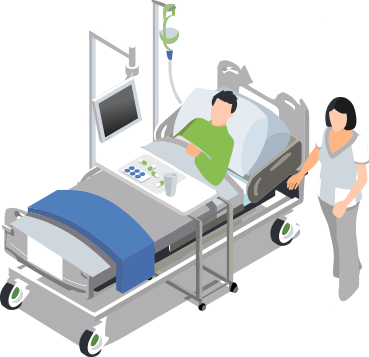 Ward Room - Patient On Bed Png (369x357), Png Download