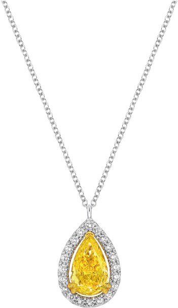 Fancy Intense Yellow Pear Shaped Diamond Necklace - Locket (640x640), Png Download