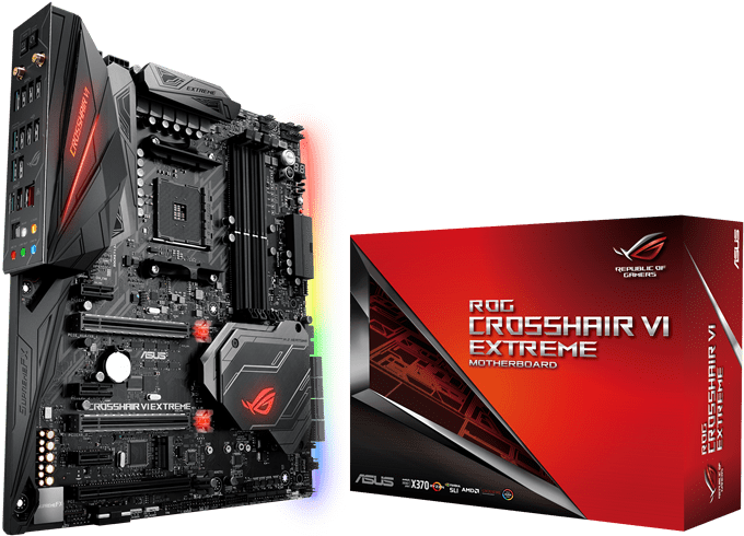 Asus Rog Crosshair Vi Extreme Amd X370 E-atx Motherboard - Asus Rog Crosshair Vi Extreme - Motherboard - Extended (700x563), Png Download