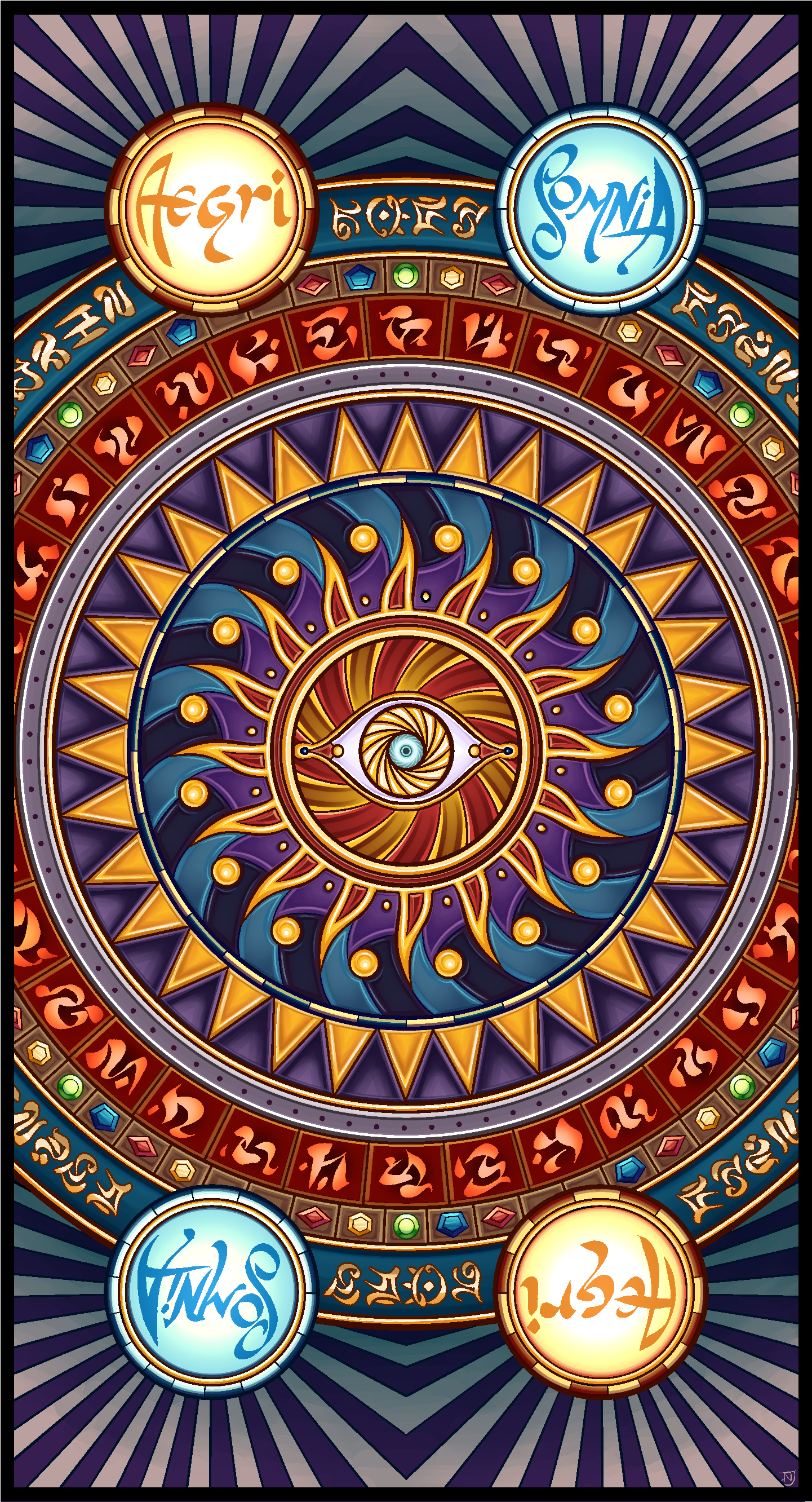Somnian Tarot - Card Back - Circle (1650x2850), Png Download
