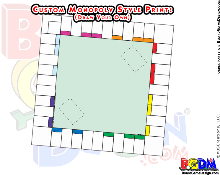 Make Your Own Custom Monopoly Game Boards, Pre-printed - Blank Monopoly Board Template (800x600), Png Download