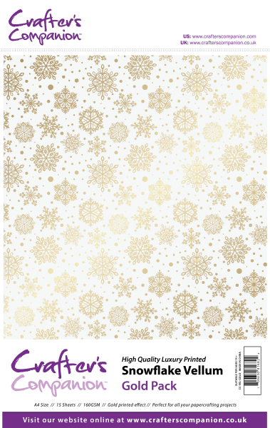Crafter's Companion Snowflake Vellum - Crafter's Companion Luxury Cardstock Pack, Gold (379x600), Png Download