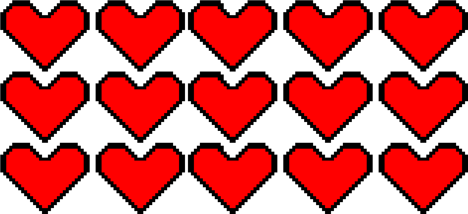 Hearts - Pixel Art (1590x740), Png Download