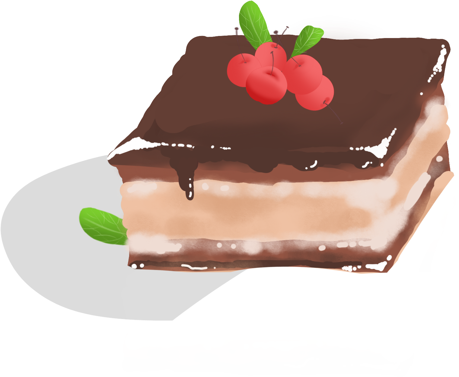 Cereja Chocolate Bolo De Png E Psd - Ilustrasi Kek (2000x2000), Png Download