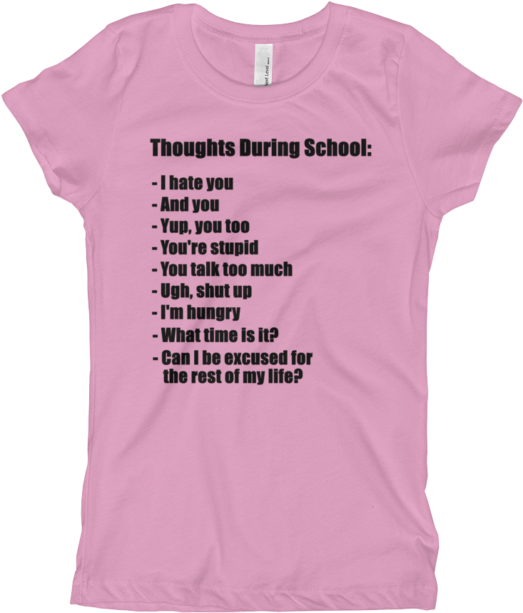 School Thoughts Shirt - Active Shirt (1000x1000), Png Download