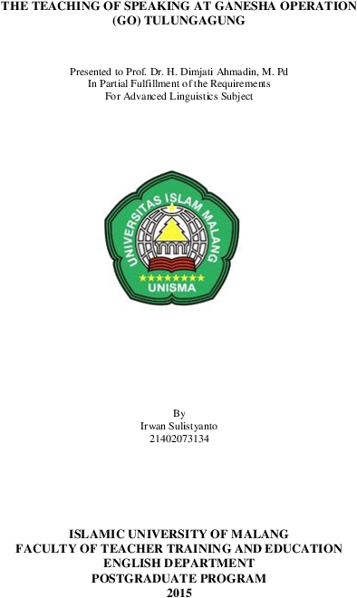 Logo Ganesha Operation Png - Islamic University Of Malang (595x842), Png Download