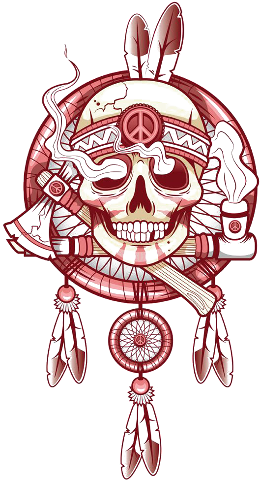Tattoo Art Skull T-shirt Indian Drawing Clipart - Dream Catcher Drawing With Skull (564x994), Png Download
