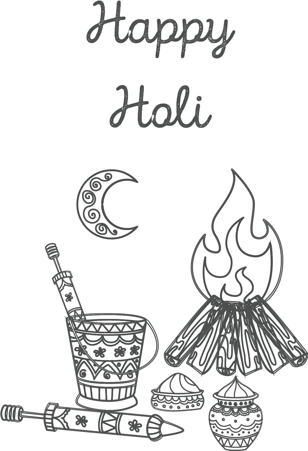 Price - ₹15 - - Happy Holi Cartoon Black And White (1123x1725), Png Download