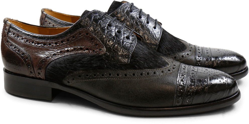 Derby Shoes Henry 7 Big Croco Black Stone Kudu Wax - Sneakers (1024x1024), Png Download