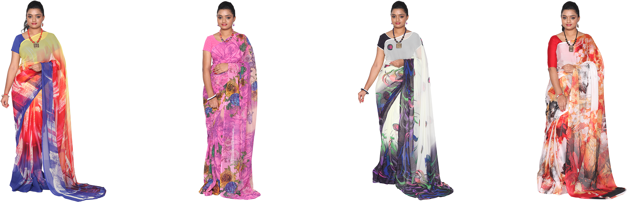 Chandana Georgette Collections - Silk (2500x658), Png Download