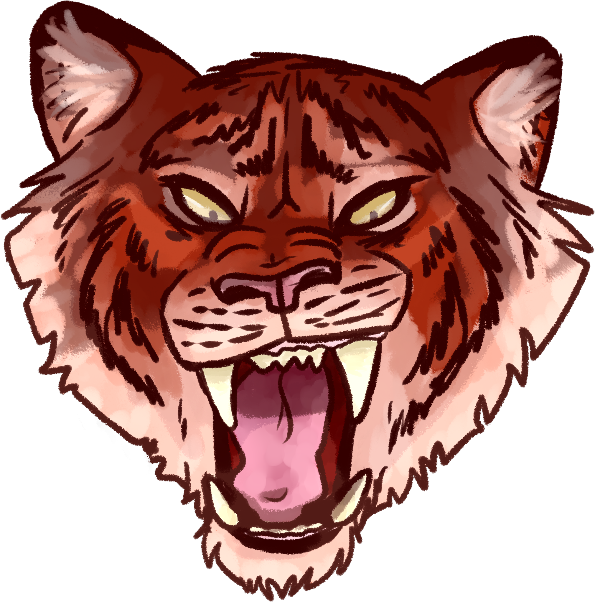 Tiger, Cat, Lion, Art, Carnivoran Png Image With Transparent - Cartoon (2301x2218), Png Download