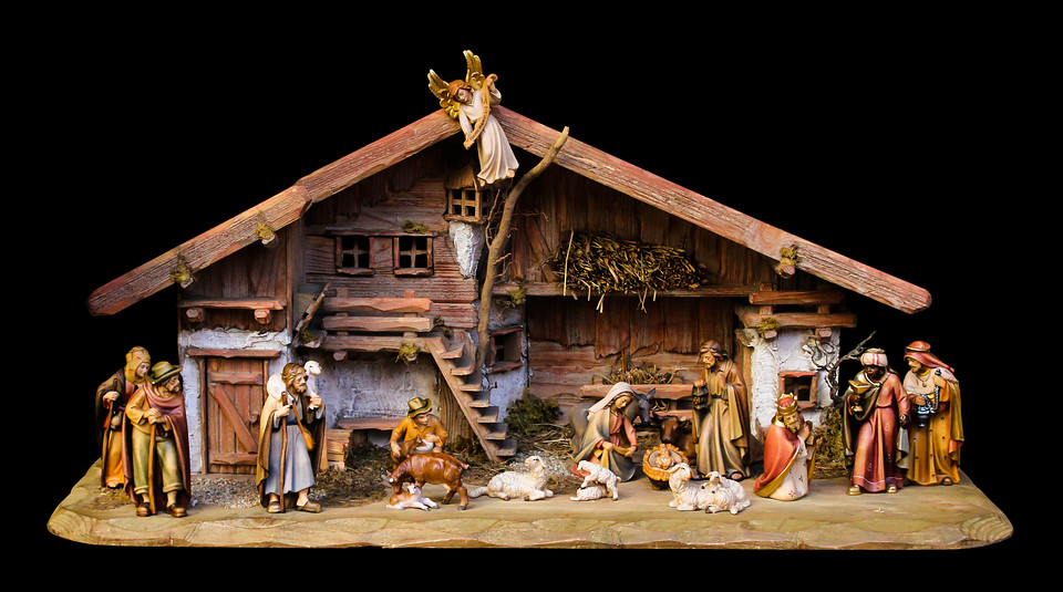 2 - Nativity Scene With Scripture (960x535), Png Download