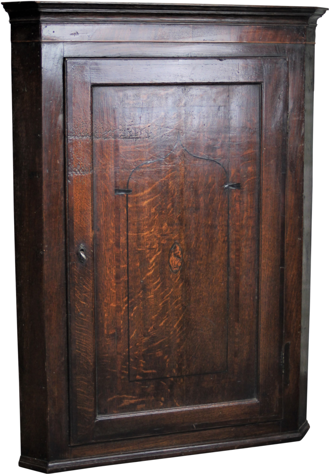 George Iii Oak Corner Cupboard With Ebony Inlay - Cupboard (1024x1257), Png Download
