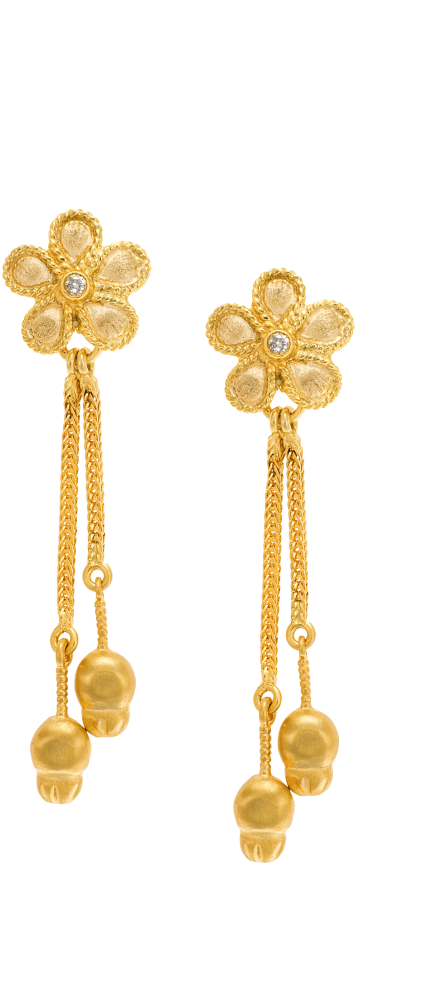 Daisy Earrings In 18kt Yellow Gold Set With - Earrings (1000x1000), Png Download
