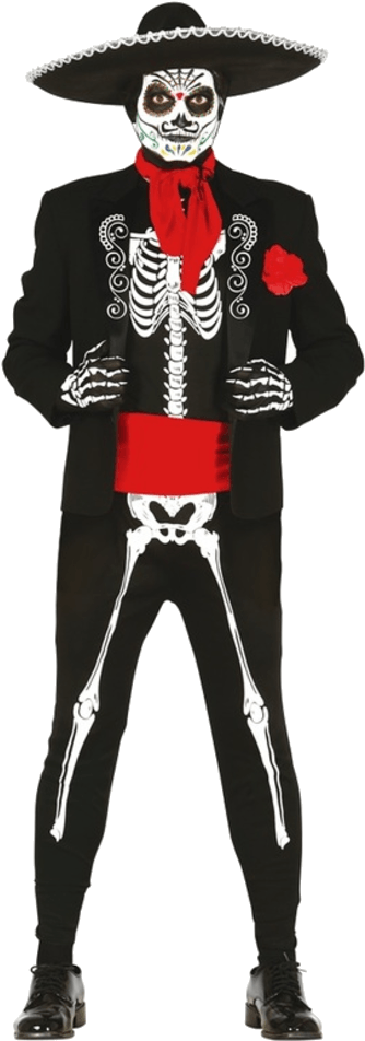 Adult - Mexican Skeleton Costume (600x951), Png Download