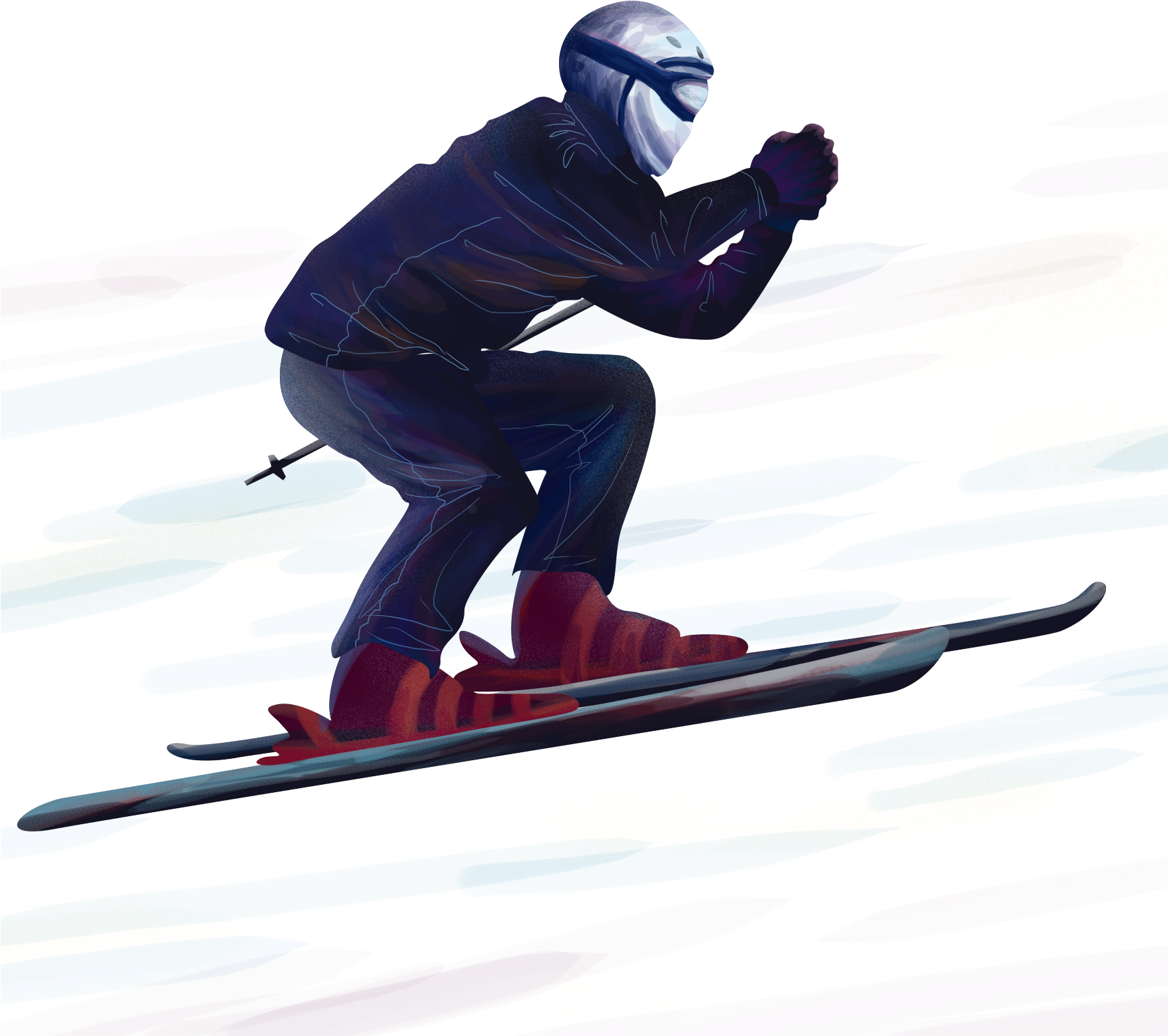 Winter Cartoon Hand Drawn Png And Psd - Downhill (2000x2000), Png Download