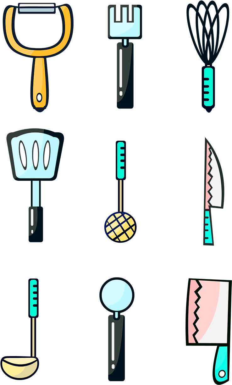 Living Supplies Hand Painted Cartoon Kitchen Utensils - อุปกรณ์ ใน ครัว วาด รูป (1024x1369), Png Download