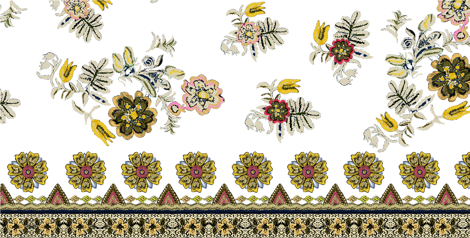 Hand Embroidery,embroidery Design,border Design,hand - Motif (1600x847), Png Download
