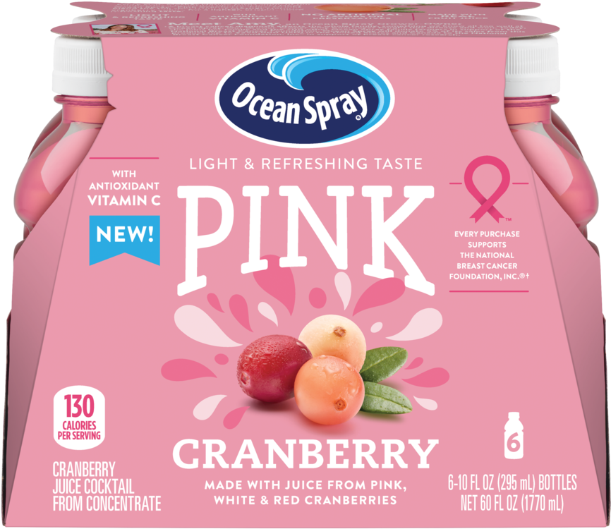 Ocean Spray Pink Juice Cocktail, 10 Fl Oz, 6 Count - Ocean Spray Pink Cranberry Juice (1000x904), Png Download