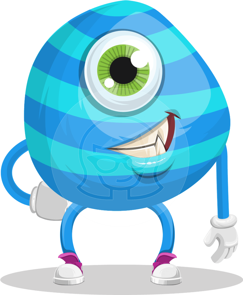 One Eyed Monster Cartoon Character - Cartoon (957x1060), Png Download