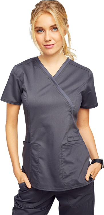 Women Gray Scrub Certainty Antimicrobial - Woman (500x750), Png Download