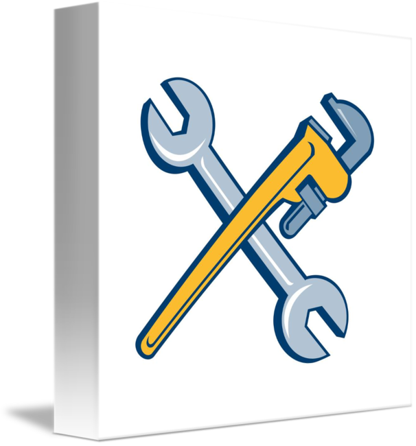 Engine Clipart Crossed Wrench - Pipe Wrench Crossed (606x650), Png Download