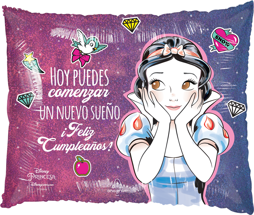 Junior Sh Blanca Nieves Feliz Cumpleaños, Holográfico - Feliz Cumpleaños Con Blancanieves (1000x1000), Png Download