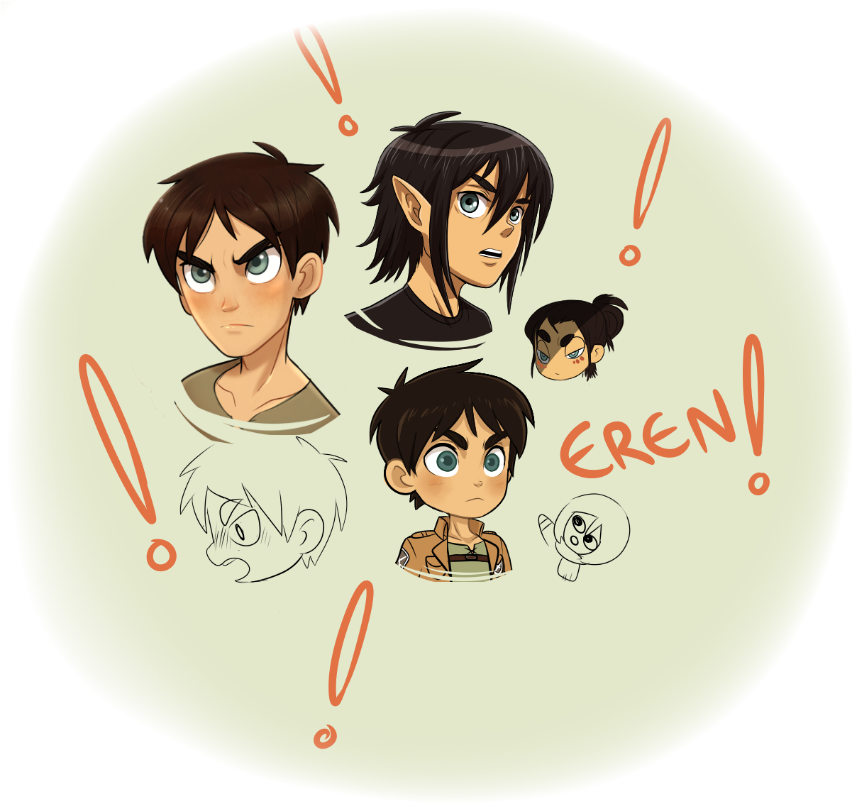 “here's Some Eren Doodles That I Haven't Touched In - Cartoon (1200x1200), Png Download