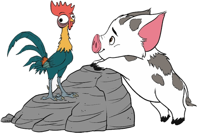 Moana Heihei Pua Clipart Free Transparent Png - Pua And Hei Hei Moana (820x520), Png Download