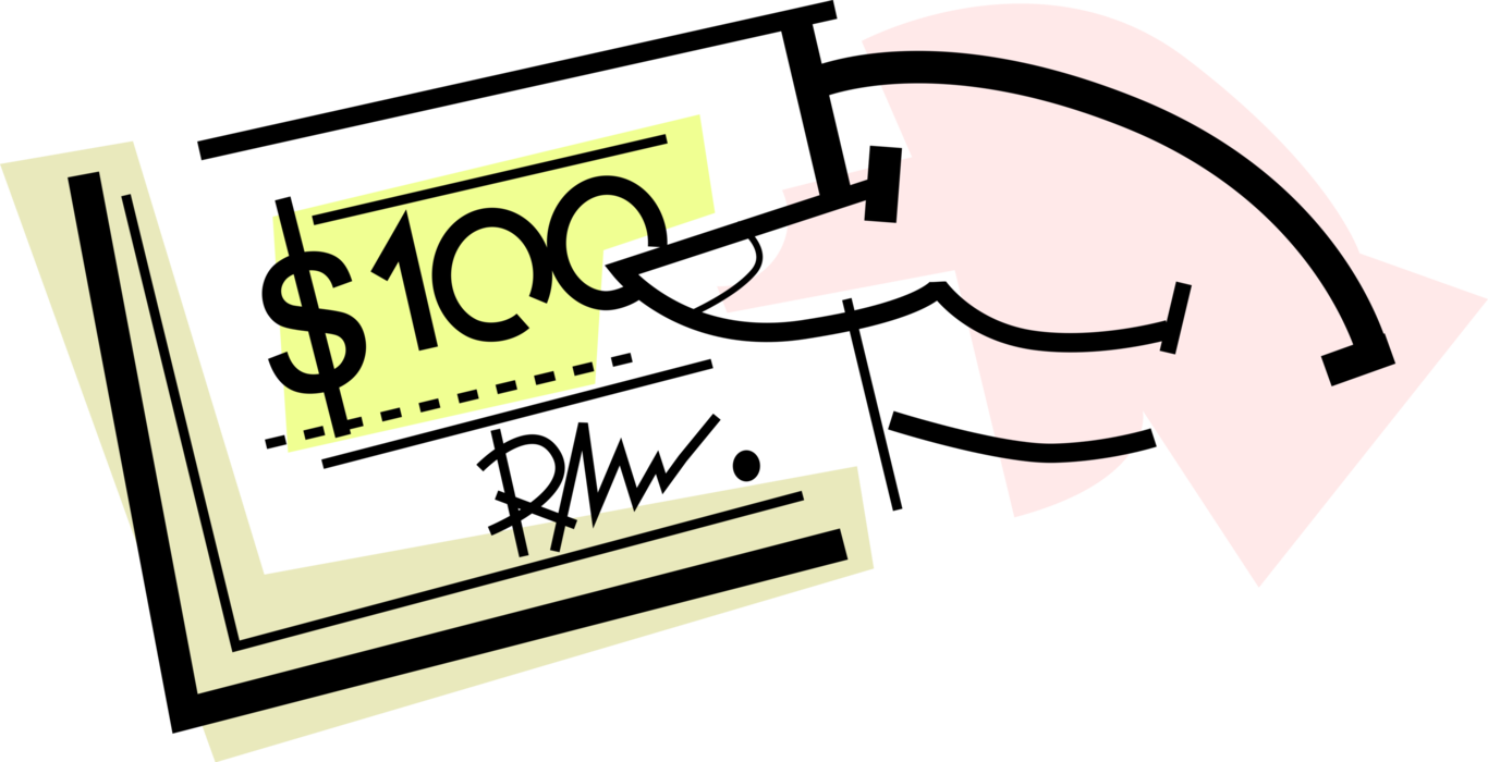 Vector Illustration Of Hand Holds Cashier Check Or (1366x700), Png Download