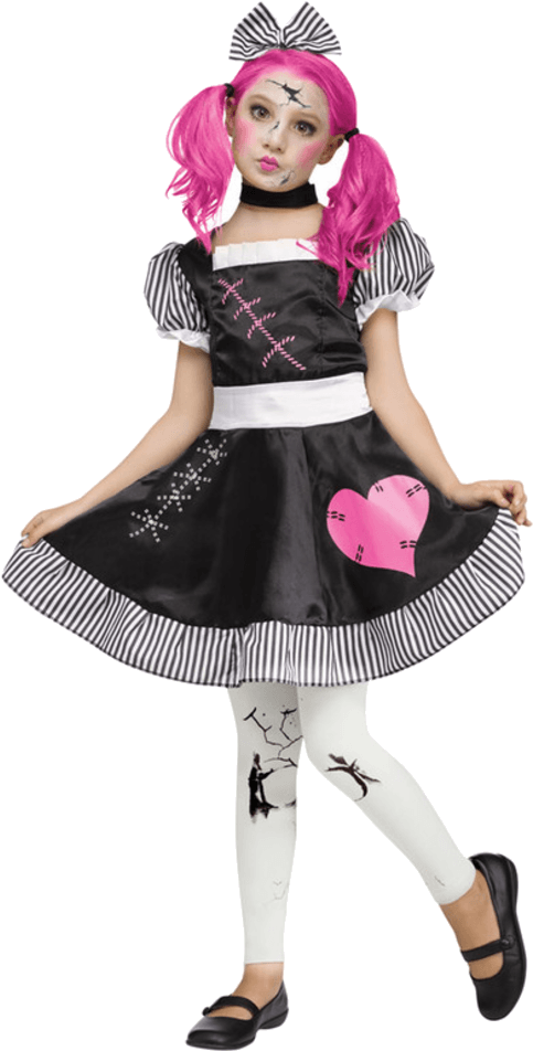 Child Broken Doll Halloween Costume - Doll Halloween Costume (600x951), Png Download