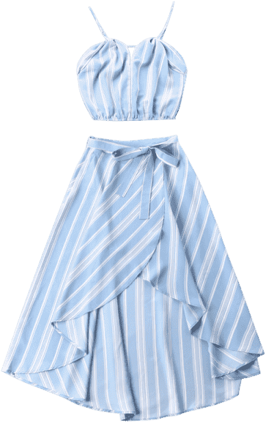 Vestido Maxi De Dos Piezas A Rayas Alto Bajo - Cocktail Dress (480x640), Png Download