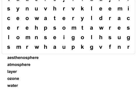 Earth Word List 1 Word Search Puzzle For 10th Grade - Color Web Icons (490x656), Png Download