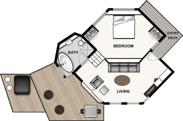 Perched - Floor Plan Tree House (722x480), Png Download