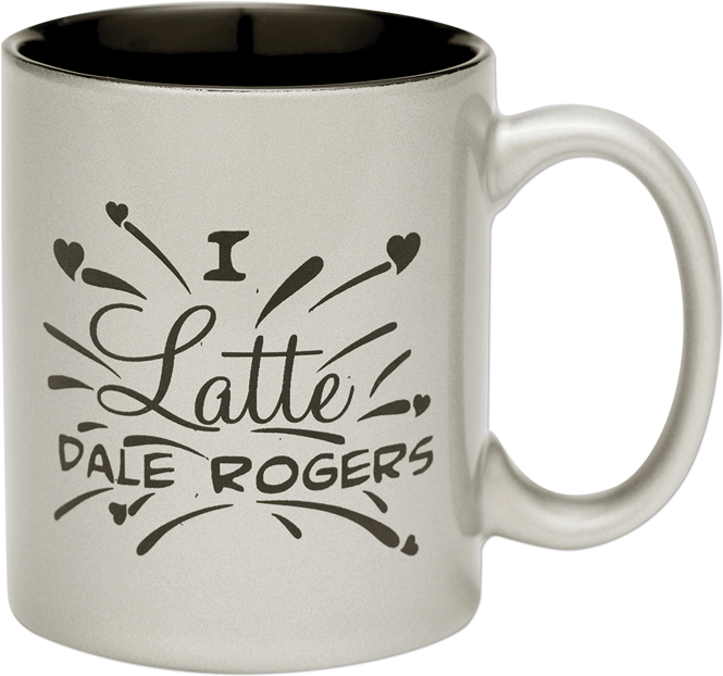 Silver Coffee Mug With Text "i Latte Dale Rogers - Beer Stein (800x800), Png Download
