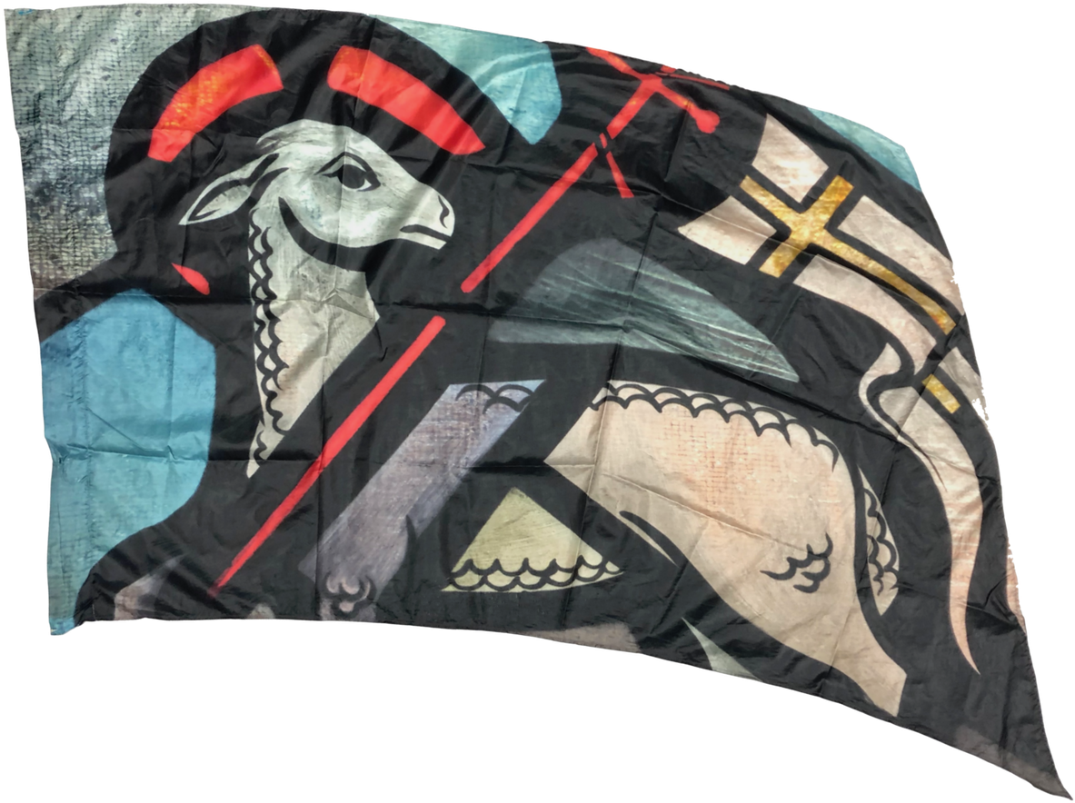 49 Lamb/stained Glass Flags Printed Poly China Very - Goat (1280x961), Png Download