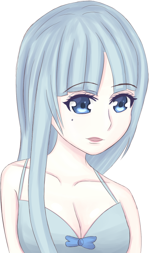 Anime Girl Blue - Cartoon (750x811), Png Download