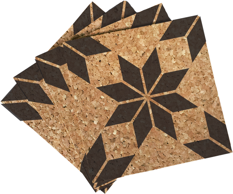 Eight-pointed Star Quilt Pattern Cork Coasters - Drink Coaster (1200x805), Png Download