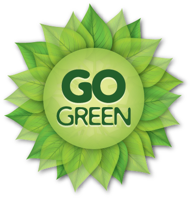 Find Us On Facebook - Go Green Logo Png (384x400), Png Download