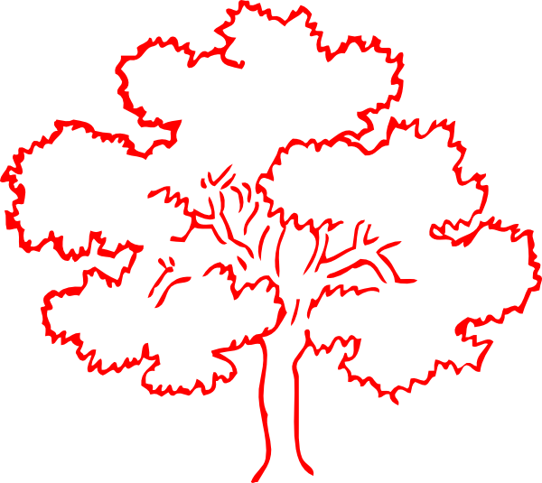 Red Oak Tree Silhouette Clip Art At Vector Clip Art - Clip Art Trees Black And White (600x535), Png Download