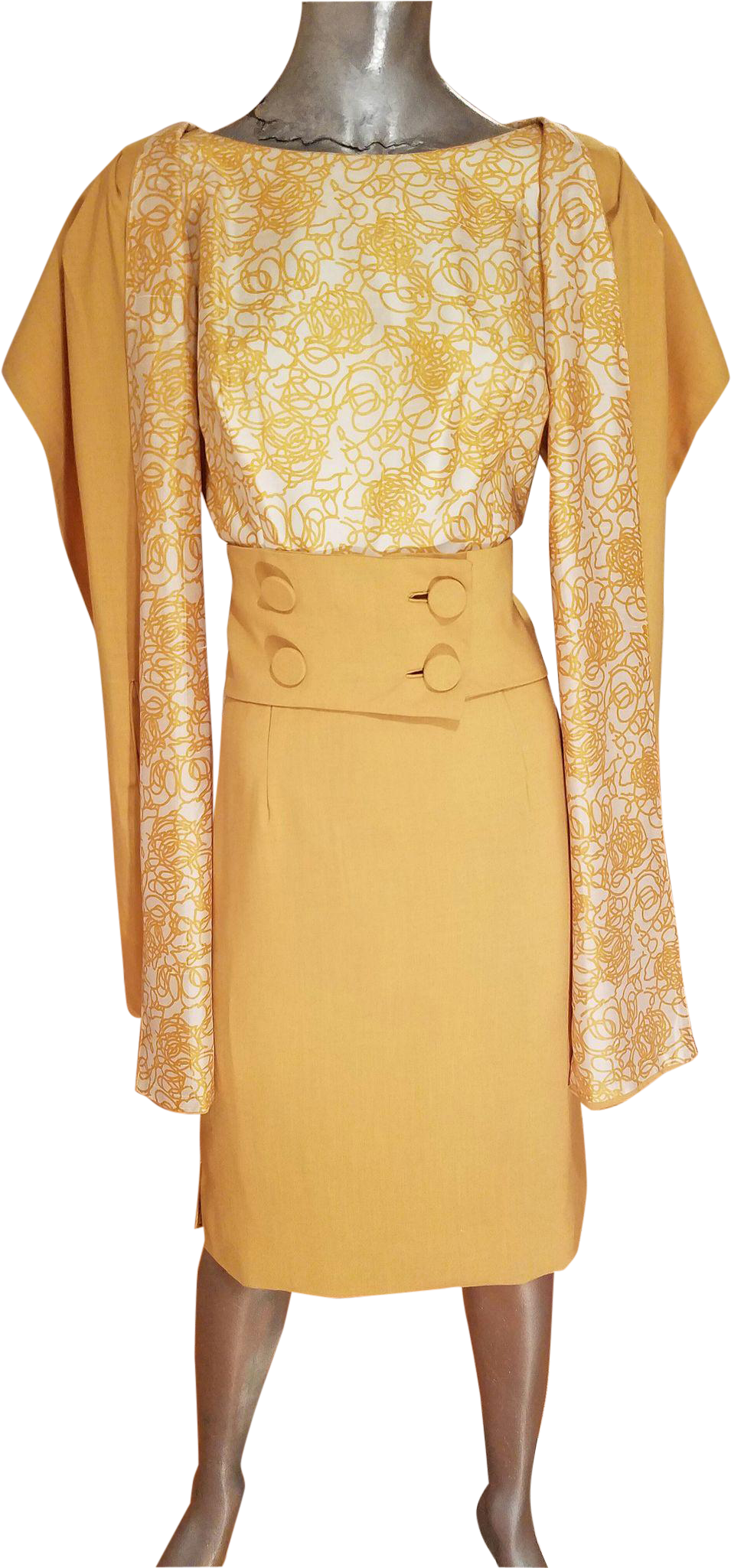 Yellow/white Swirl Pattern Silk Bodice And Shawl - Day Dress (2048x2048), Png Download