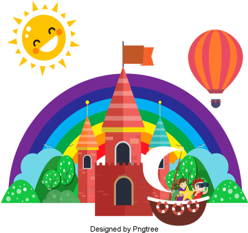 Beautiful Cool Cartoon Lovely Hand-painted Castle Rainbow - Cartoon (360x360), Png Download