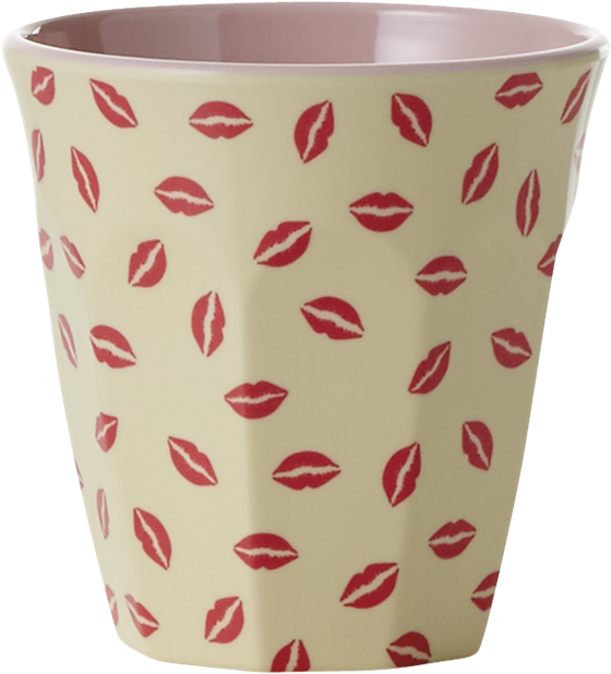 Kiss Print Melamine Cup Rice Dk - Melamine Medium Cup Two Tone With Kiss Print Red, Cream (1024x1024), Png Download