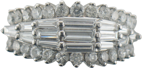 Vintage Modern Deco 14k White Gold 3 Carat Baguette (1000x750), Png Download