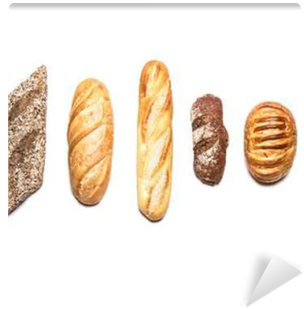Different Kinds Of Bread On White Top View Wall Mural - Bread (400x400), Png Download