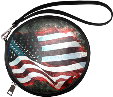 A Abstract Waving Usa Flag Round Makeup Bag - Bag (500x500), Png Download