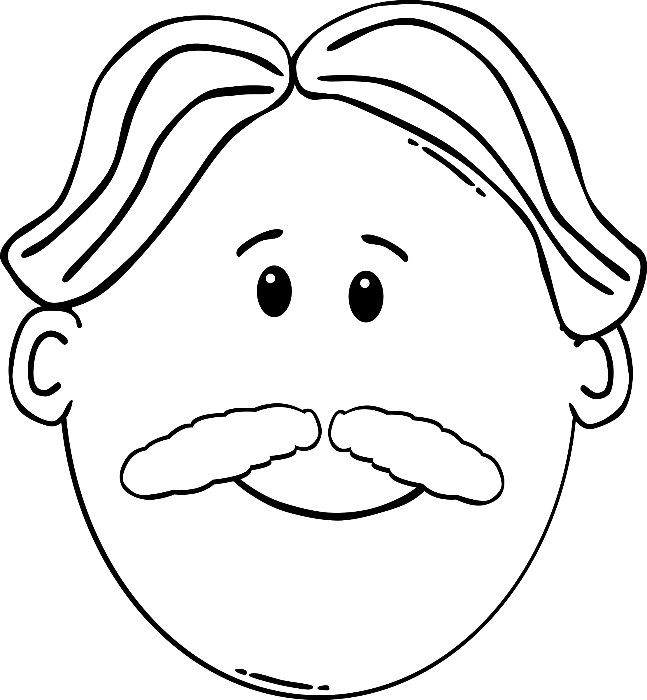 Man With Mustache Outline Png Clip (552x597), Png Download