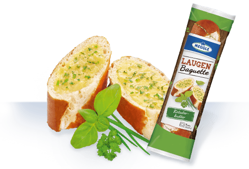 Meggle Laugenbaguette Mit Schnittlauch (500x341), Png Download